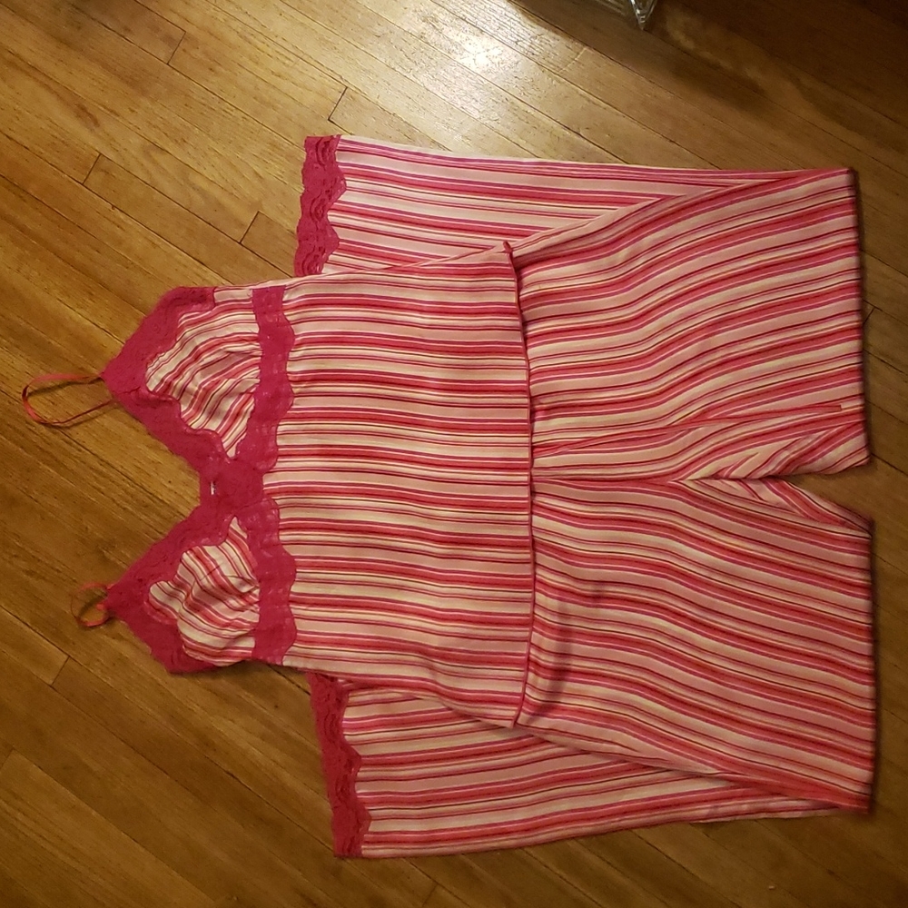 PJ SAVAGE Silk Pajamas pink and white stripes Sz small